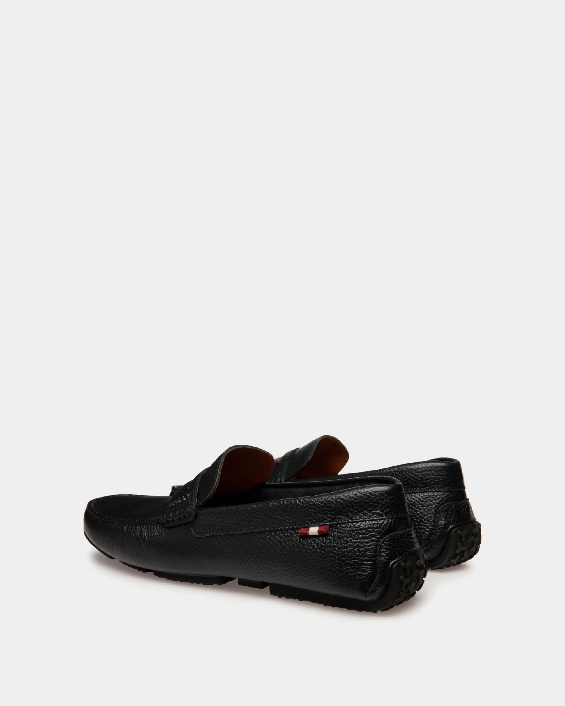 Pilot Driver-Schuh Aus Genarbtem Leder In Schwarz