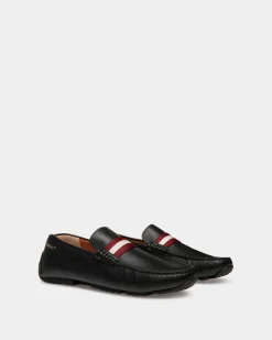 Pilot Driver-Schuh Aus Genarbtem Leder In Schwarz