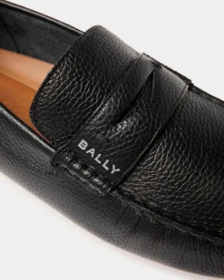 Pilot Driver-Schuh Aus Genarbtem Leder In Schwarz