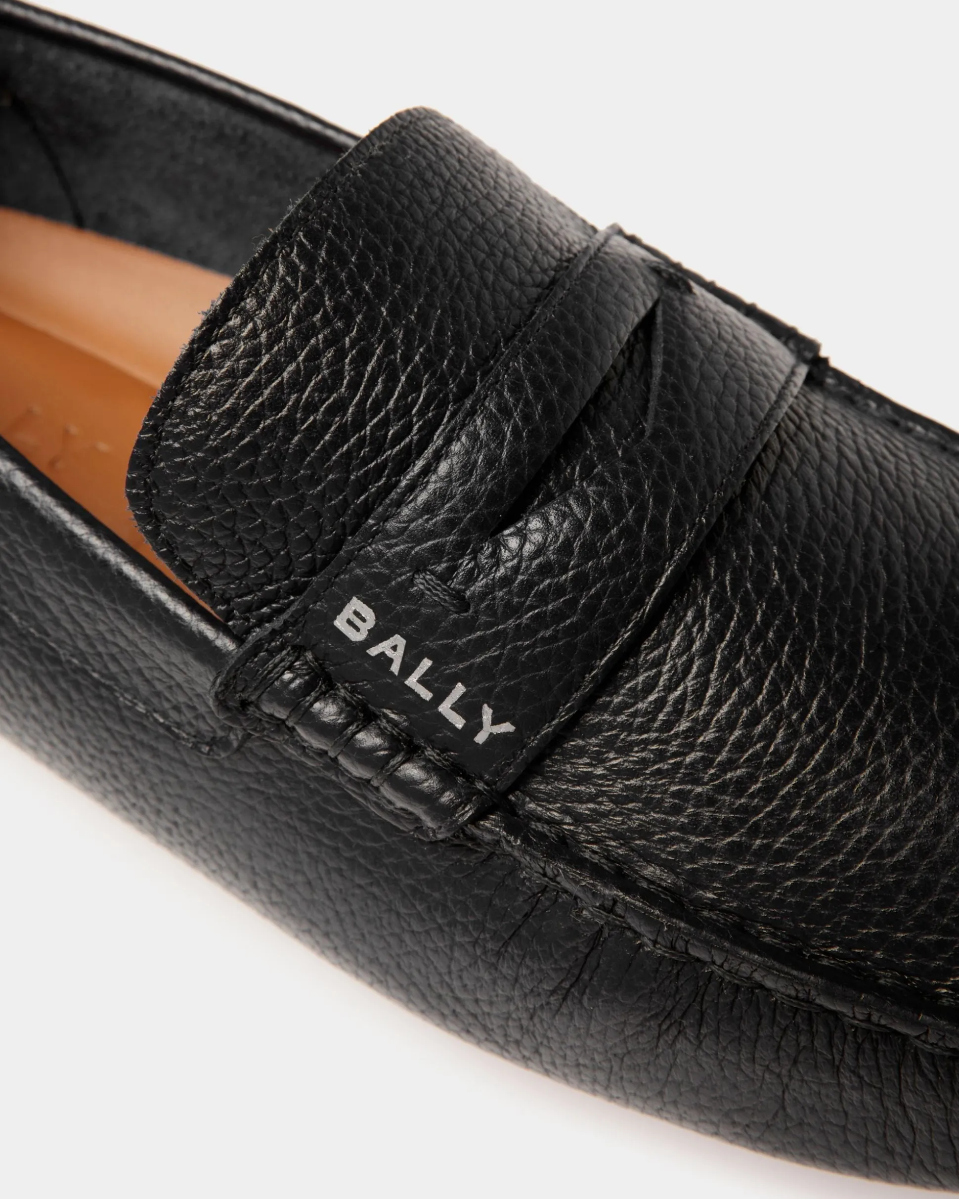 Pilot Driver-Schuh Aus Genarbtem Leder In Schwarz