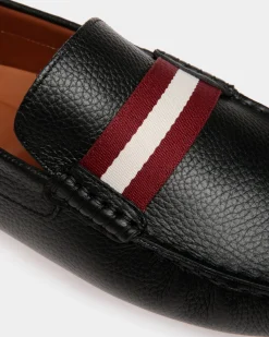 Pilot Driver-Schuh Aus Genarbtem Leder In Schwarz