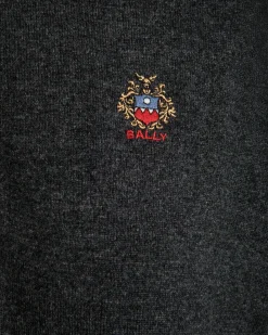 Pullover Mit Reißverschlusskragen Aus Dunkelgrauem Wolle-Kaschmir-Mix