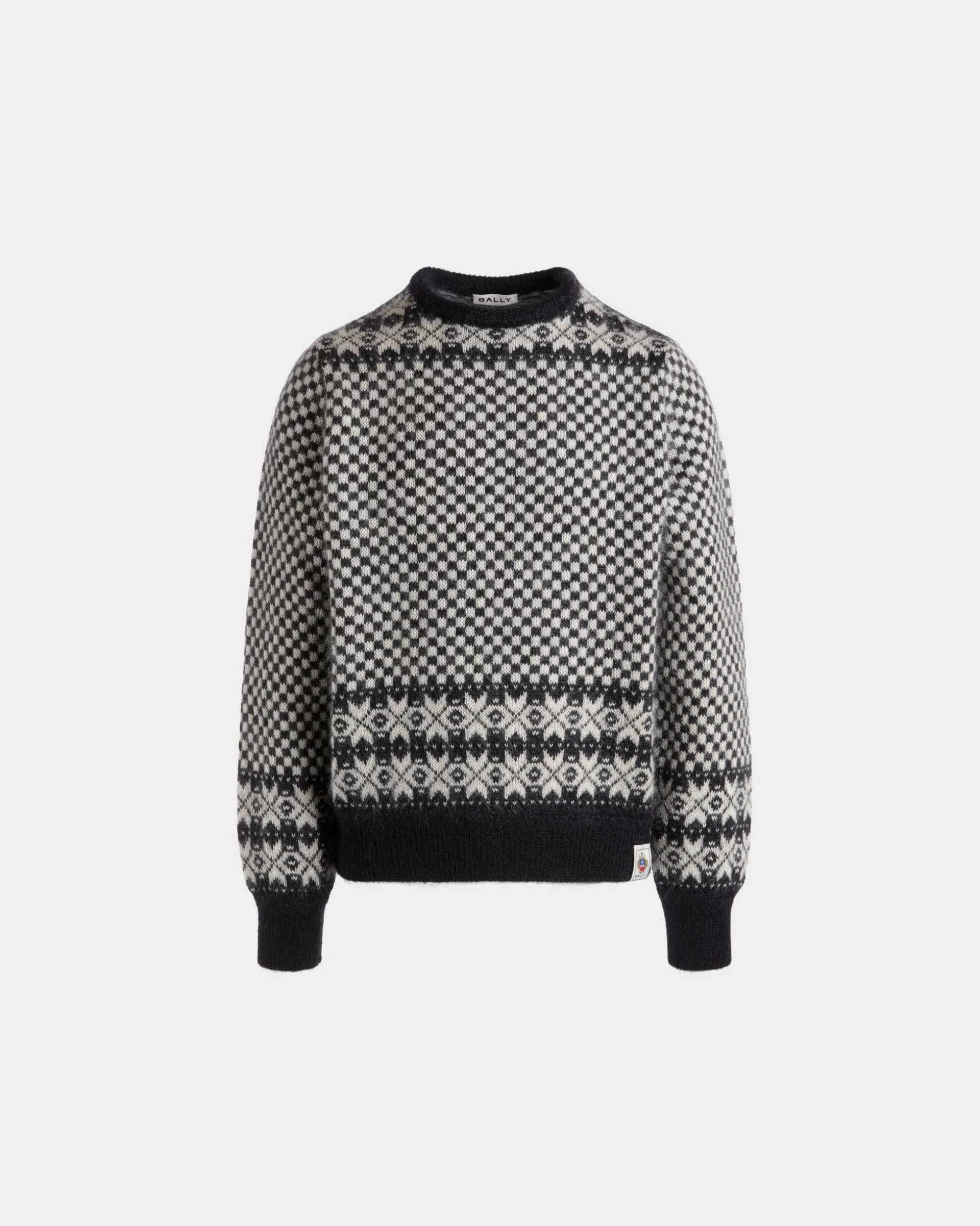 Pullover Mit Rundhalsausschnitt Aus Mohair Und Seide In Schwarz Und Weiß