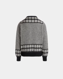 Pullover Mit Rundhalsausschnitt Aus Mohair Und Seide In Schwarz Und Weiß