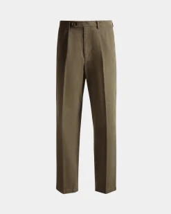 Regular Bundfaltenhose Aus Baumwolle In Military Green