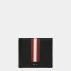 Ribbon Zweiteilige Brieftasche Aus Genarbtem Leder In Schwarz