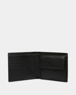 Ribbon Zweiteilige Brieftasche Aus Genarbtem Leder In Schwarz