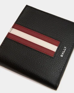 Ribbon Zweiteilige Brieftasche Aus Genarbtem Leder In Schwarz