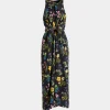 Ärmelloses Midikleid Aus Seide Mit Alpenblumen-Print