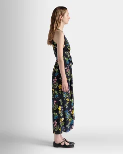 Ärmelloses Midikleid Aus Seide Mit Alpenblumen-Print