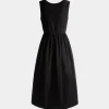 Ärmelloses Midikleid Aus Technischer Duchesse In Schwarz