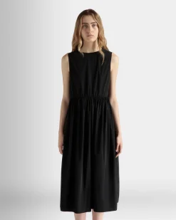 Ärmelloses Midikleid Aus Technischer Duchesse In Schwarz