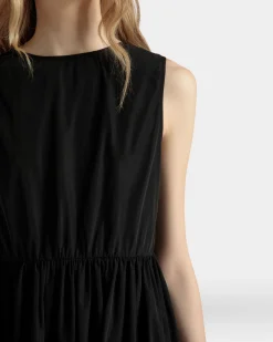 Ärmelloses Midikleid Aus Technischer Duchesse In Schwarz