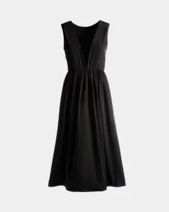 Ärmelloses Midikleid Aus Technischer Duchesse In Schwarz
