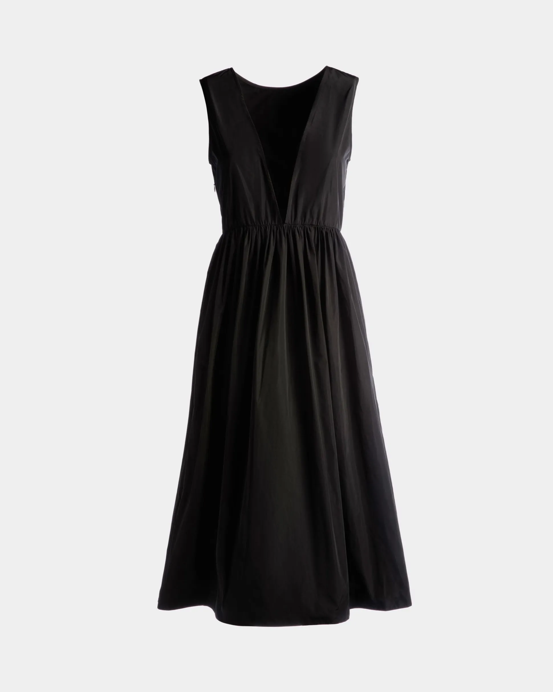 Ärmelloses Midikleid Aus Technischer Duchesse In Schwarz
