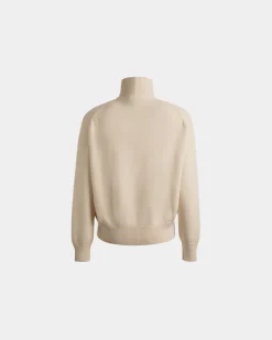 Rollkragen Aus Wolle-Seiden-Mischung In Elfenbein Mit Bally Crest Logo