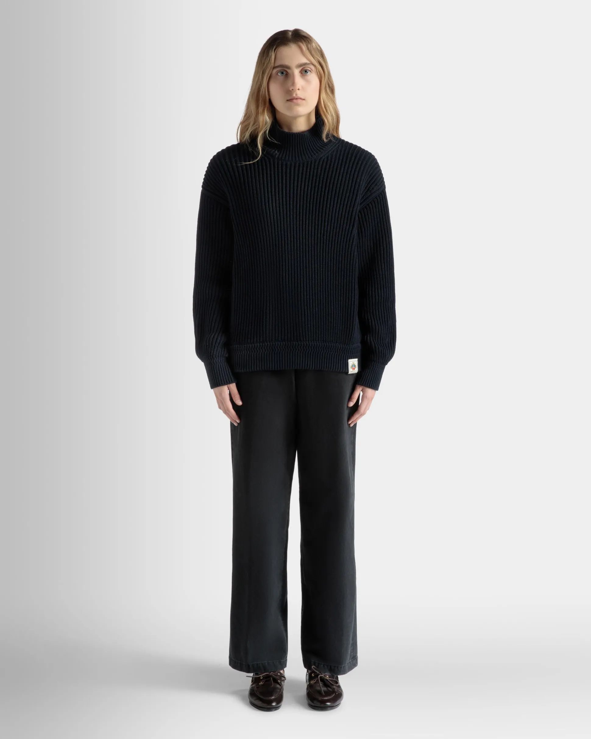Rollkragenpullover Aus Baumwolle In Navy Blue