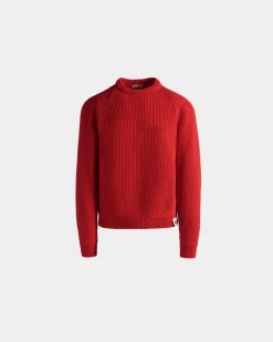 Rundhalspullover Aus Wolle In Candy Red Mit Bally Crest Logo