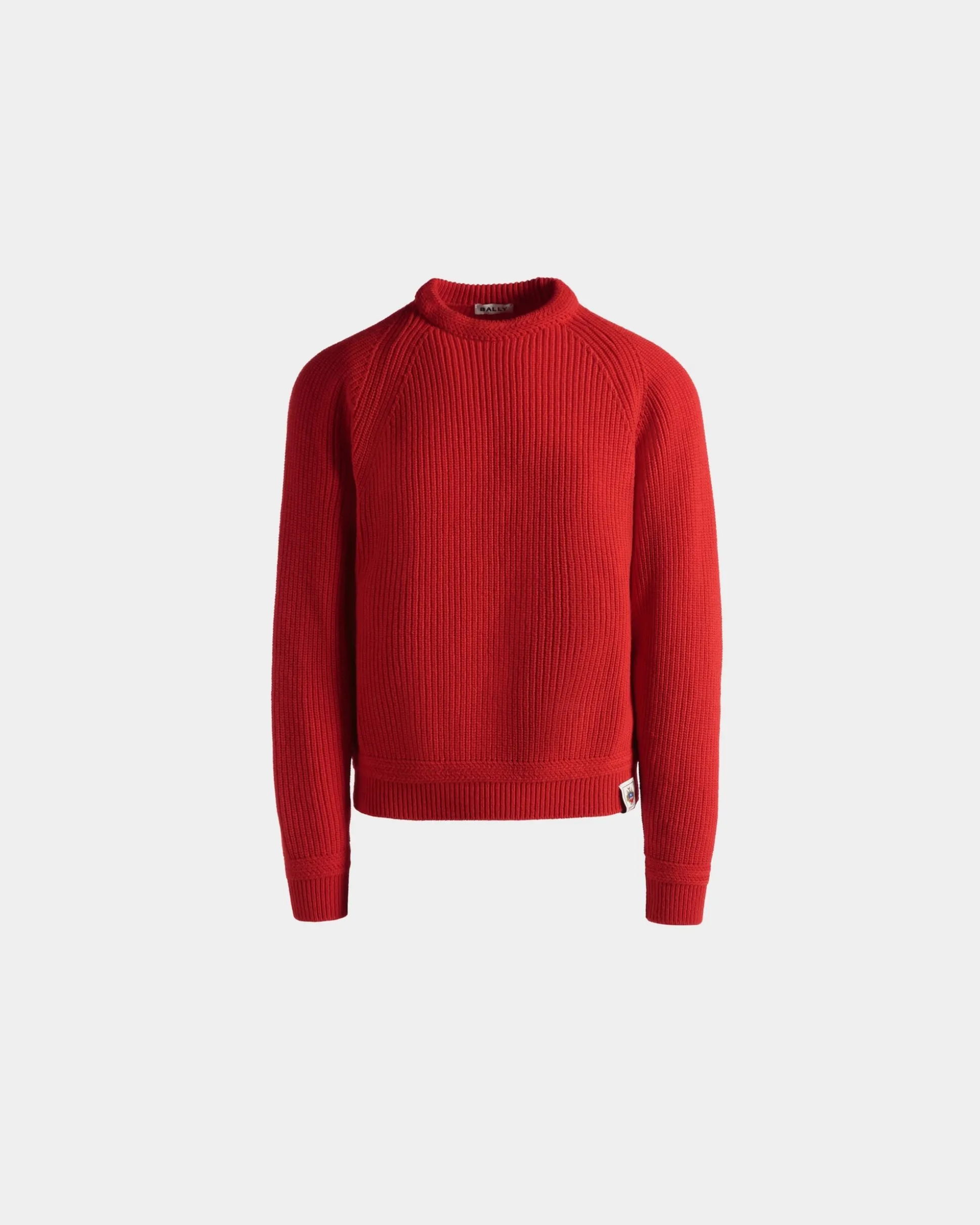 Rundhalspullover Aus Wolle In Candy Red Mit Bally Crest Logo