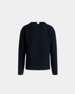 Rundhalspullover Aus Wolle In Navy Blue