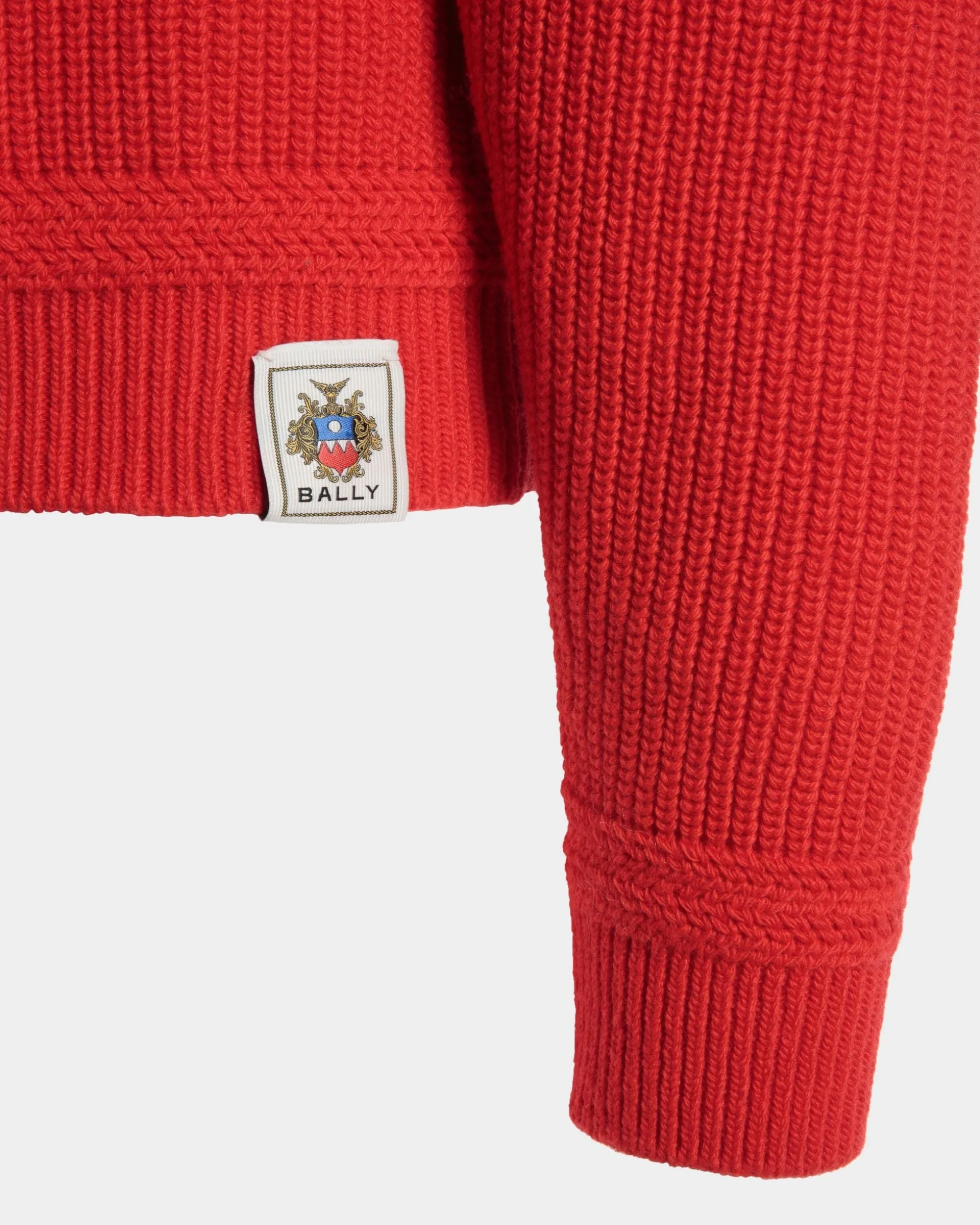 Rundhalspullover Aus Wolle In Candy Red Mit Bally Crest Logo