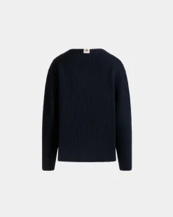 Rundhalspullover Aus Wolle In Navy Blue