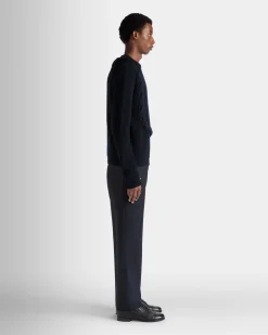 Rundhalspullover Aus Wolle In Navy Blue Aus Der Adrien Brody Travel-Kollektion