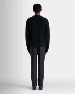 Rundhalspullover Aus Wolle In Navy Blue Aus Der Adrien Brody Travel-Kollektion