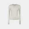 Rundhals-Top Aus Seidenmischung In Beige