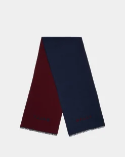 Schal Aus Wolle In Blau Und Rot