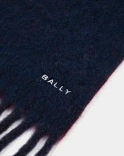 Schal Aus Wollmix In Navy Blue Und Candy Red