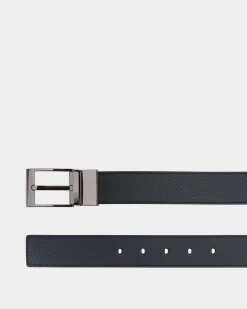 Shiffie 35 mm Verstellbarer Wendegürtel Aus Leder In Navy Blue Und Schwarz