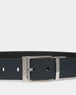 Shiffie 35 mm Verstellbarer Wendegürtel Aus Leder In Navy Blue Und Schwarz