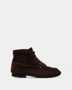Stiefelette Plume Aus Ebenholzfarbenem Veloursleder