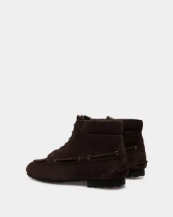 Stiefelette Plume Aus Ebenholzfarbenem Veloursleder