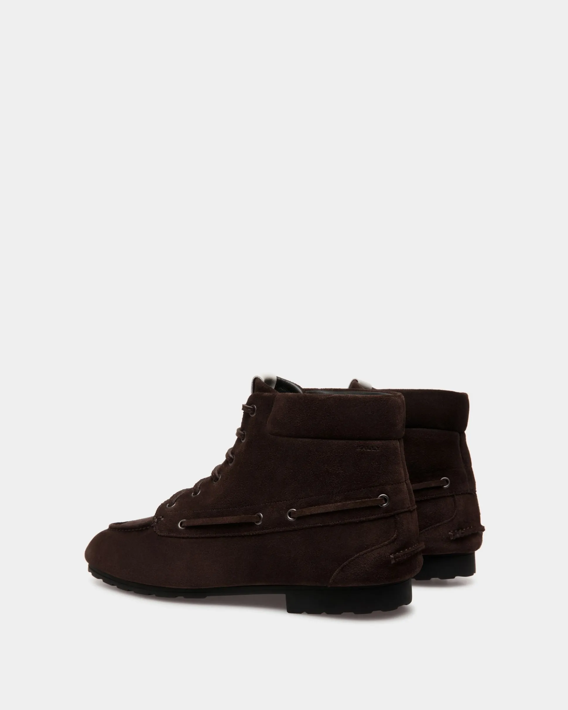 Stiefelette Plume Aus Ebenholzfarbenem Veloursleder