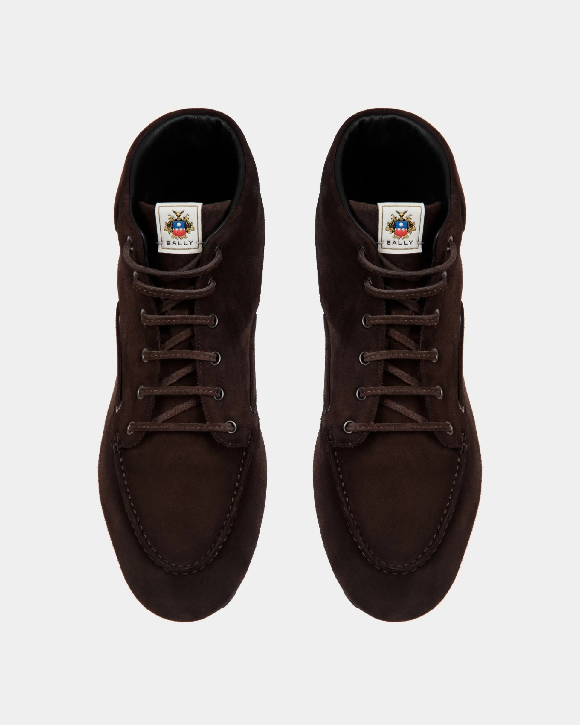 Stiefelette Plume Aus Ebenholzfarbenem Veloursleder
