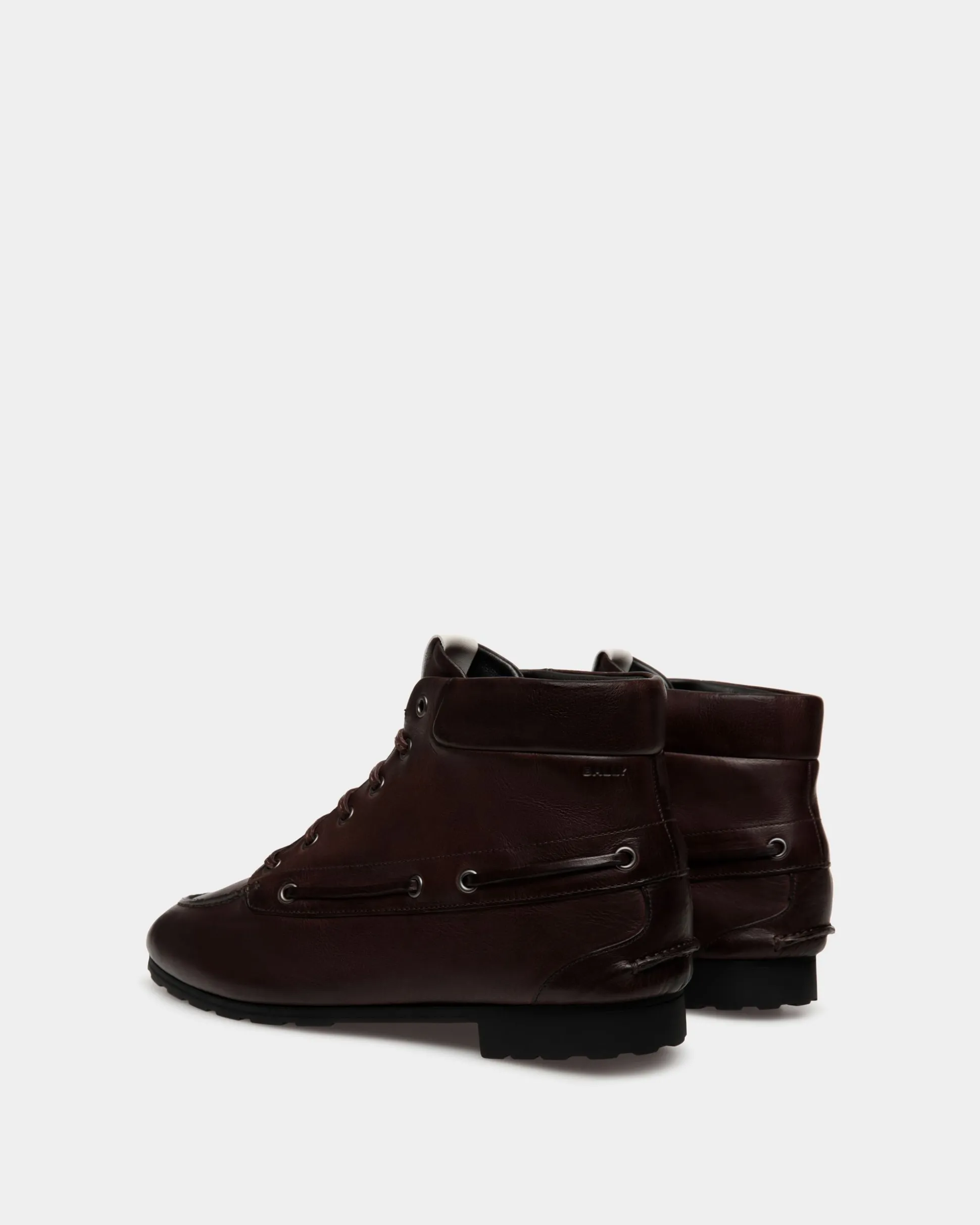 Stiefelette Plume Aus Leder In Ebenholzfarbe