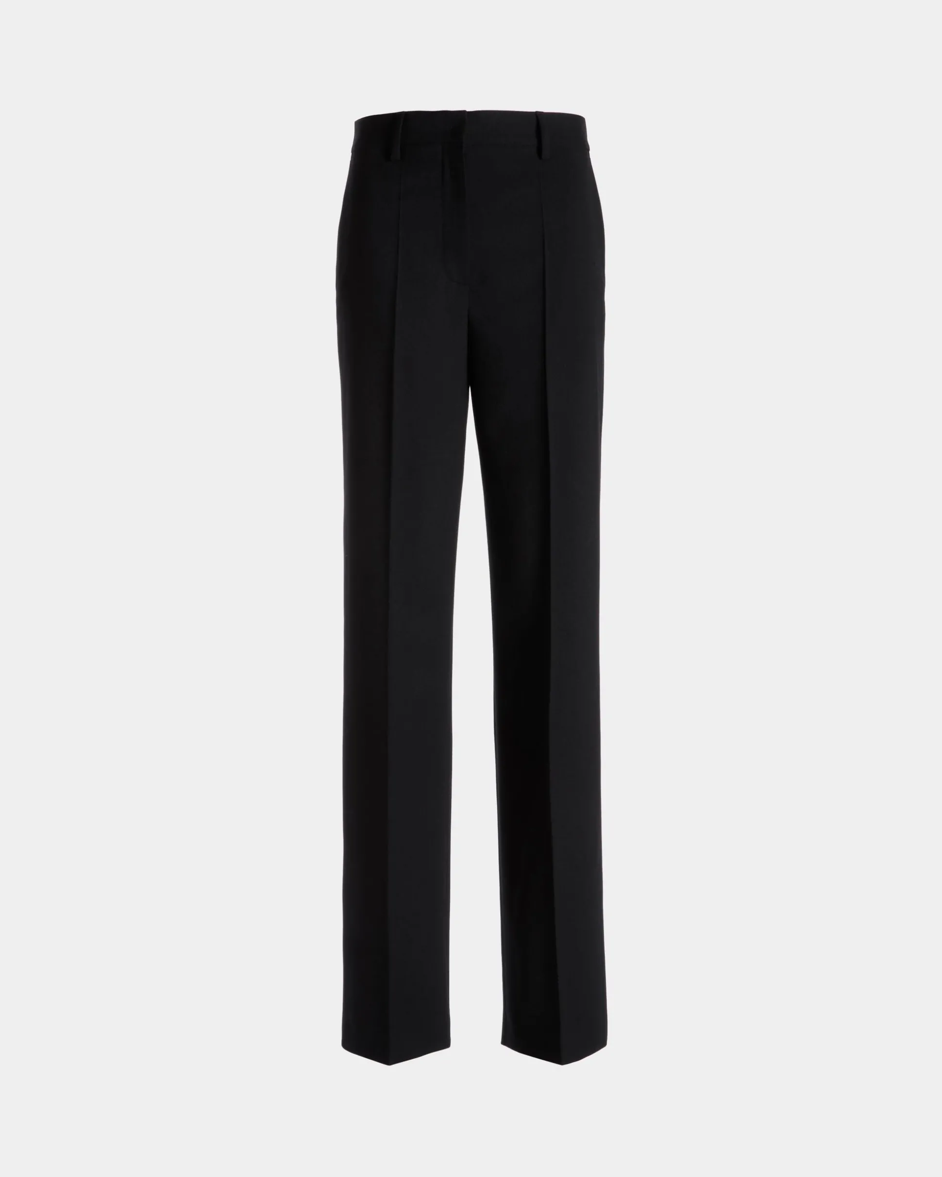 Straight Leg-Hose Aus Wollmix In Schwarz