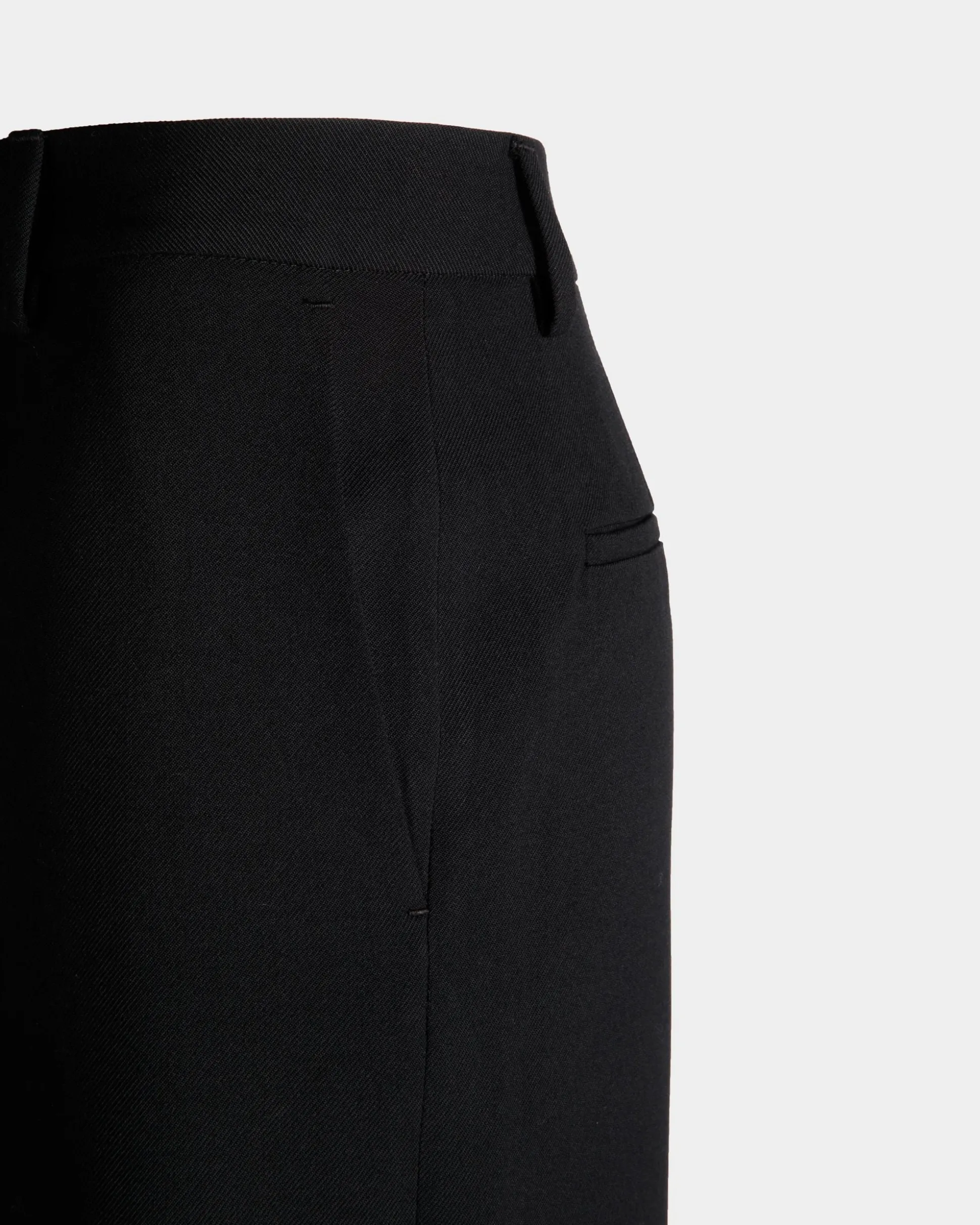 Straight Leg-Hose Aus Wollmix In Schwarz