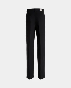 Straight Leg-Hose Aus Wollmix In Schwarz