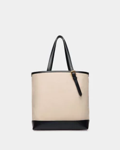 Summer Capsule Tragetasche Aus Canvas Und Leder In Natur Und Marineblau