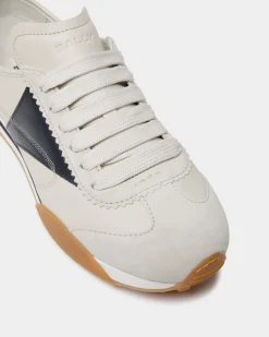 Sussex Sneaker aus weißem und Navy blau Leder