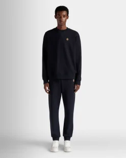 Sweatshirt Mit Rundhalsausschnitt Aus Kaschmirgemisch In Navy Blue Aus Der Adrien Brody Travel-Kollektion