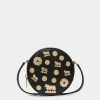 Swissness Round Minibag Mit Nieten Aus Leder In Schwarz