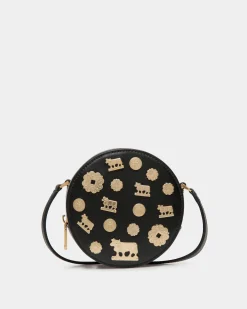 Swissness Round Minibag Mit Nieten Aus Leder In Schwarz