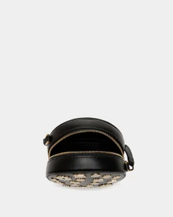 Swissness Round Minibag Mit Nieten Aus Leder In Schwarz