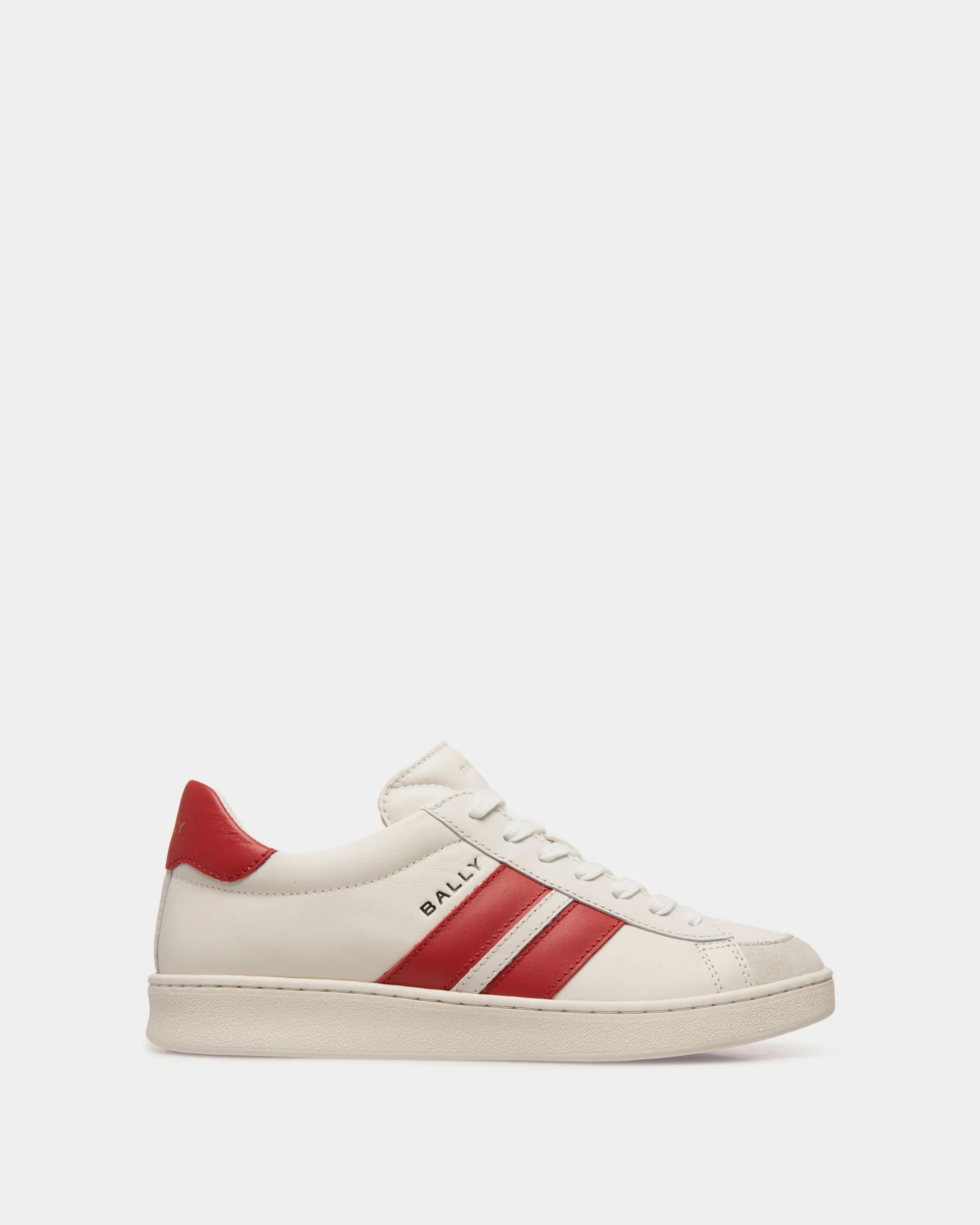 Tennis Sneaker Aus Leder In Weiß Und Candy Red