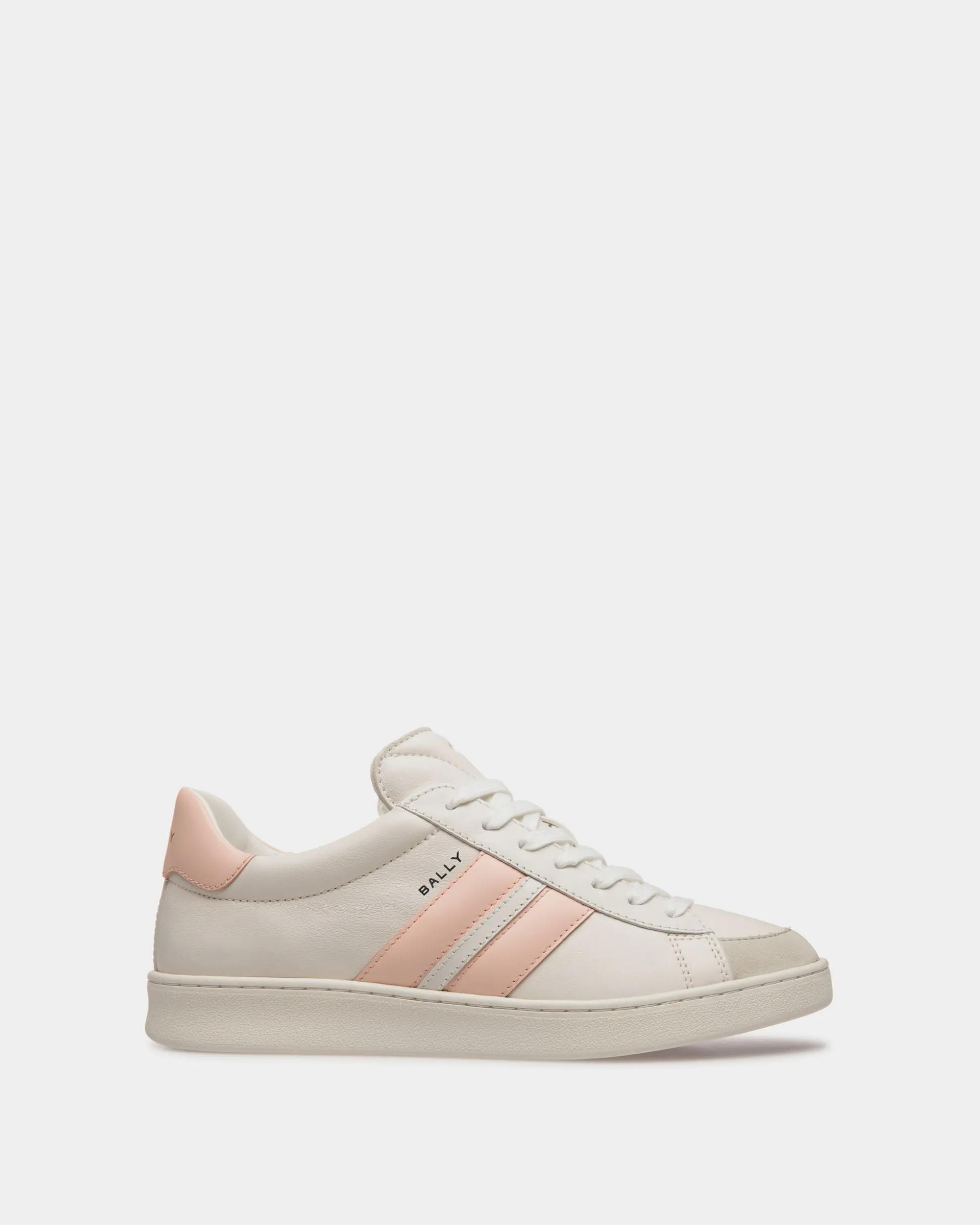 Tennis Sneaker Aus Leder In Weiß Und Baby Pink