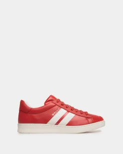 Tennis Sneaker Aus Leder In Candy Red Und Weiß